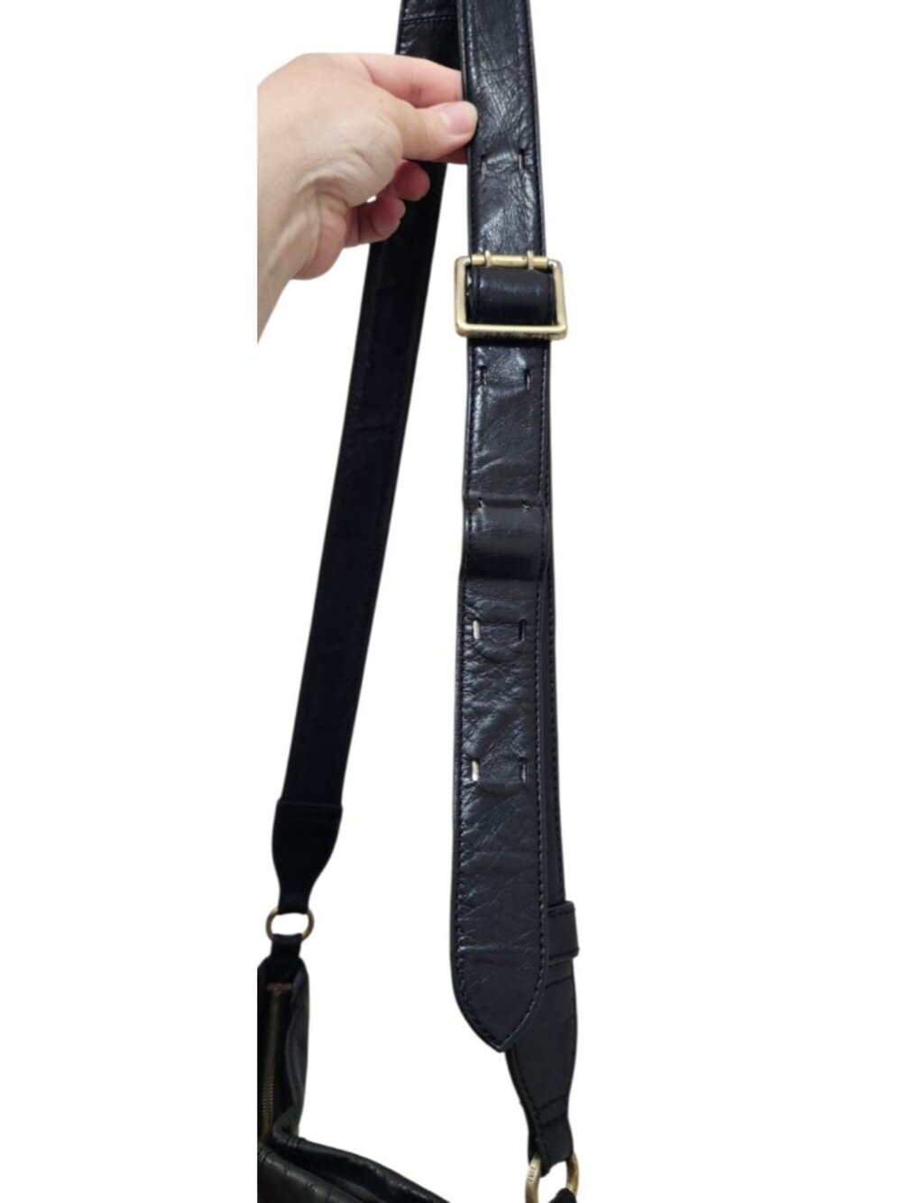 HOBO Black Leather Crossbody Bag Adjustable Strap Soft Leather Boho Minimalist - Picture 8 of 15